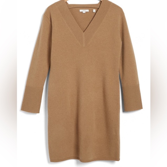 NEW Vince Wool & Cashmere Sweater Dress in Sand Shell - Picture 3 of 7